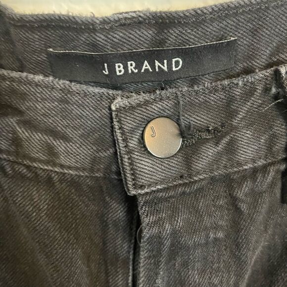J Brand jean Ivy high rise crop straight distressed jean in black 26 - Picture 5 of 9